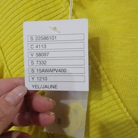 NEW Anthropologie Moth Taupo Golden Yellow Asymmetrical Sweater Wrap S/M - Picture 15 of 16